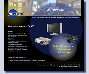 Novatoo website home page designed by Kreski Marketing Consultants